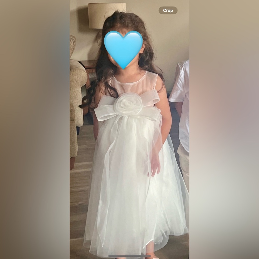 Ivory Tulle Wedding Flower Girl Dress - 5T